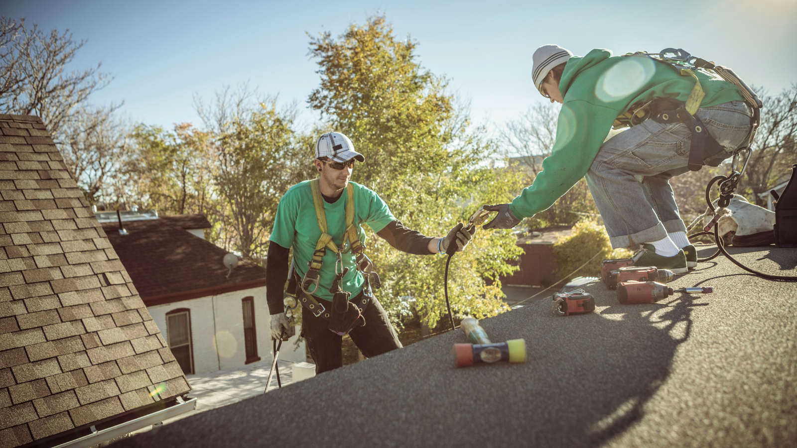 Roofing crew at work in Northwest Georgia